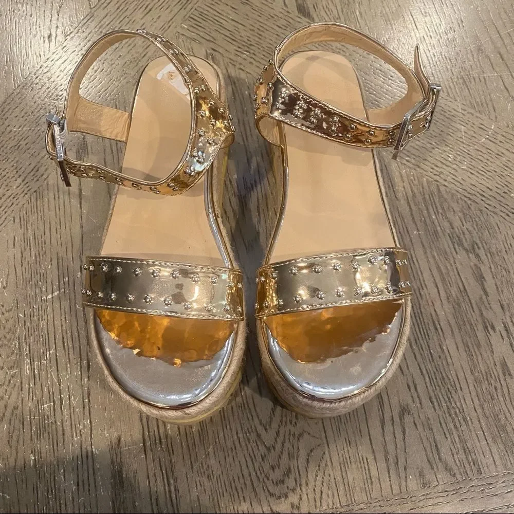 Pink Metallic Open Toe Strap Platform Boutique Summer Espadrille Sandals